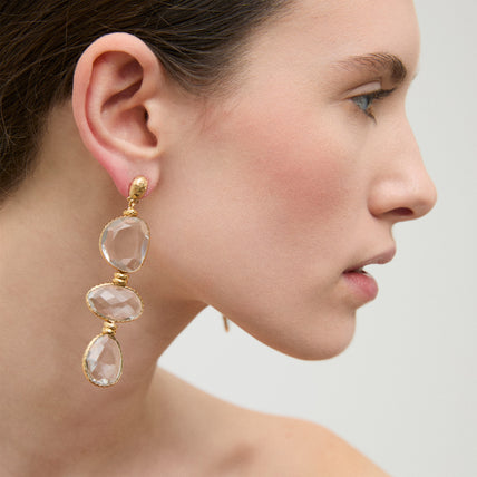 Pendientes Sireine dorados - Cristal