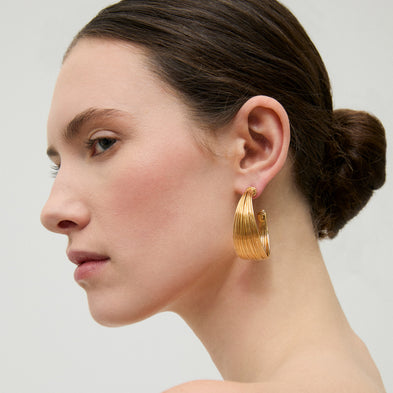 Boucles d'oreilles créoles Arpa cabochons dorées