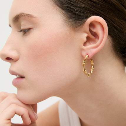 Pendientes de aro Bambou mini dorados