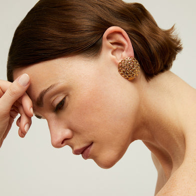 Large size Onde Gourmette Stud Earrings