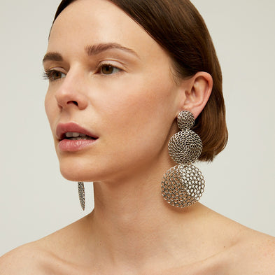 Boucles d'oreilles Onde Gourmette double argentées