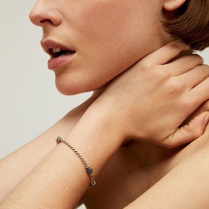 Pulsera rígida « Torsade » de «small size » en color plateado