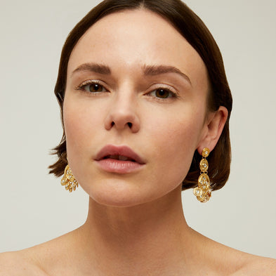 Boucles d'oreilles Sequin trois rangs dorées