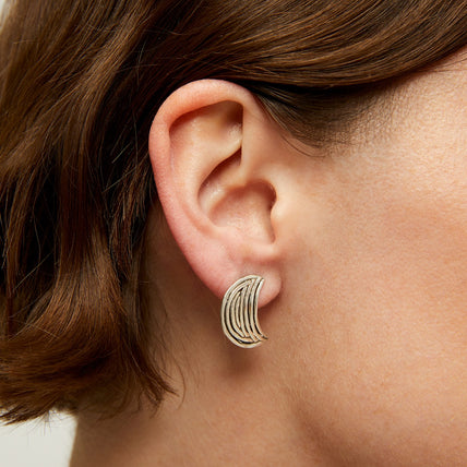 Pendientes de botón Luna Wave « small size » en plata