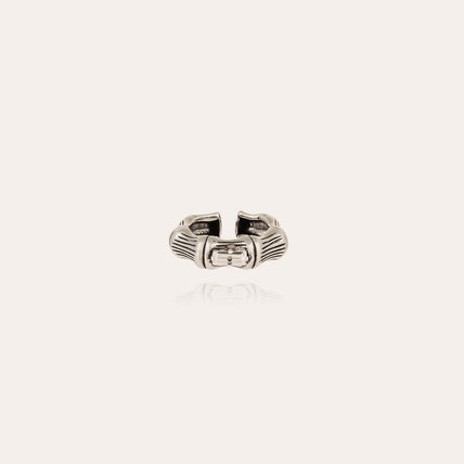 Anillo Bambou con pedrería plateada