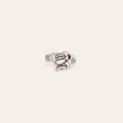 Bambou -Ring „Liane“ mit Strasssteinen, silberfarben