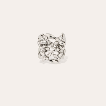 Anillo Olea tipo manguito plateado