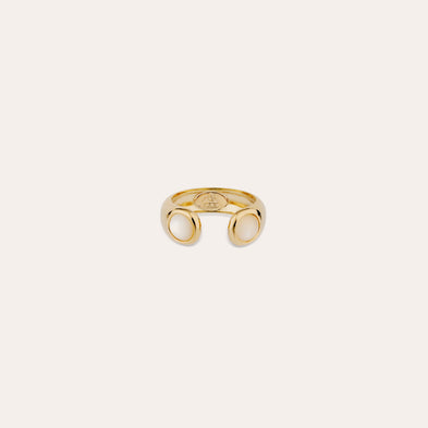 Gold Saint Germain Ring - White Mother-of-Pearl