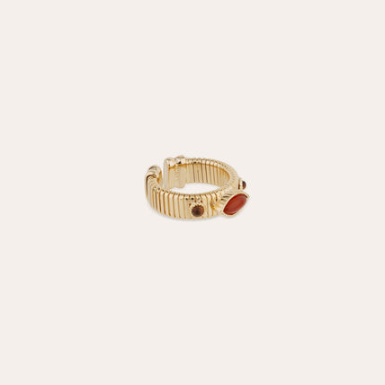 Anillo Strada Jonc dorado - Cornalina y ojo de tigre