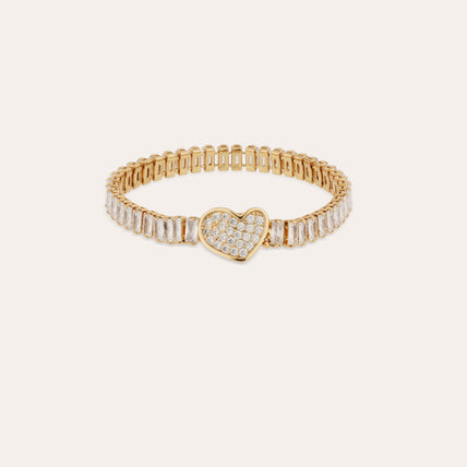 Pulsera con corazón y lentejuelas doradas