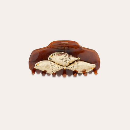 Pinza para el pelo Caftan Coki dorada de acetato - Marrón