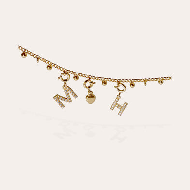 Charms pendentif lettre M strass doré