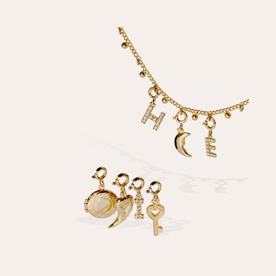 Charms pendentif lettre I strass doré