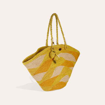 Bolso tipo cesta Les Salins de rafia - Mostaza