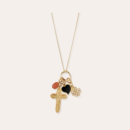 Collar largo «Suerte» con dijes