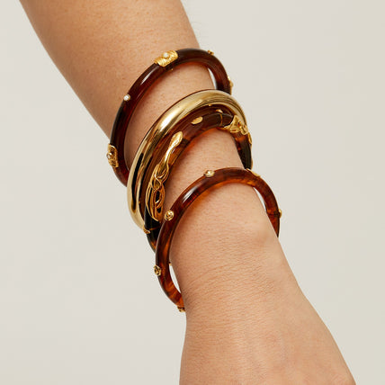 Bracelet Caftan acétate doré - Marron
