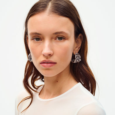 Boucles d'oreilles créoles Olea petit modèle argentées