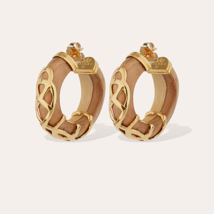 Pendientes de aro Abalone - Madera