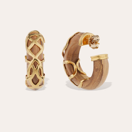 Pendientes de aro Abalone - Madera