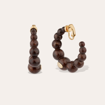 Boucles d'oreilles créoles Andy petit modèle acétate - Marron