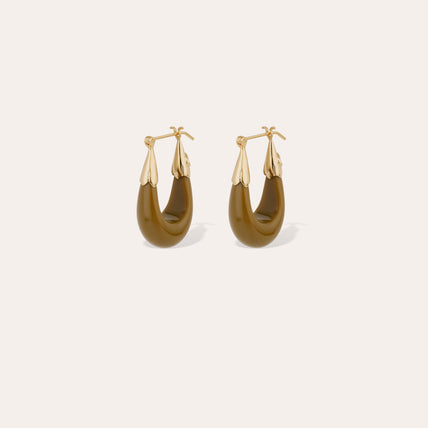 Boucles d'oreilles Écume petit modèle acétate - Kaki