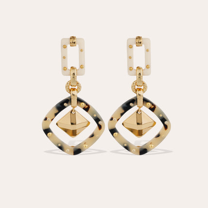 Boucles d'oreilles Escale petit modèle acétate - Ivoire & Écaille