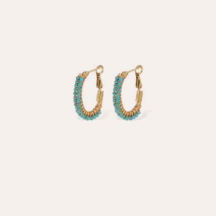 Boucles d'oreilles créoles Lyre - Apatite bleue