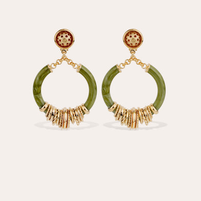 Mariza Earrings small size , acetate - Khaki
