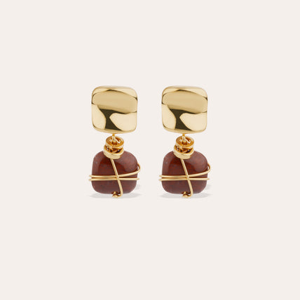 Boucles d'oreilles Rainbow Square petit modèle - Bois silicifié