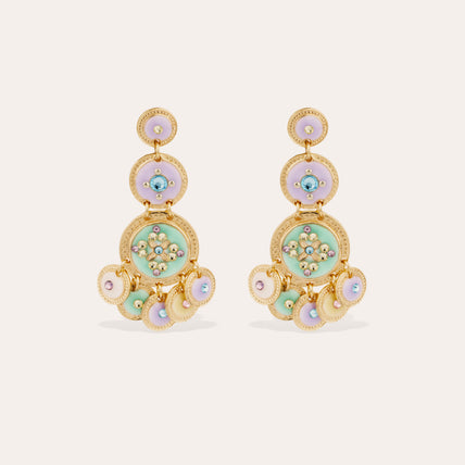 Boucles d'oreilles Sequin émail trois rangs
