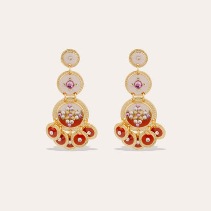 Boucles d'oreilles Sequin émail trois rangs