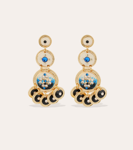 Boucles d'oreilles Sequin émail trois rangs