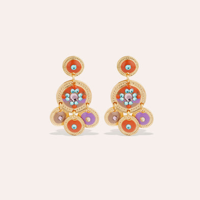 Boucles d'oreilles Sequin émail deux rangs
