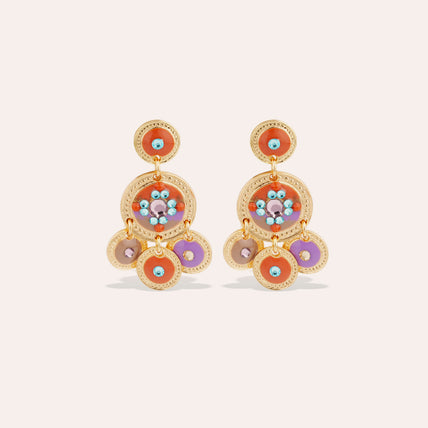 Boucles d'oreilles Sequin émail deux rangs