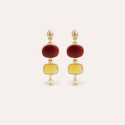 Boucles d'oreilles Silène - Calcite rouge & jaune