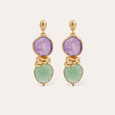 Boucles d'oreilles Sirena - Améthyste & Quartz vert