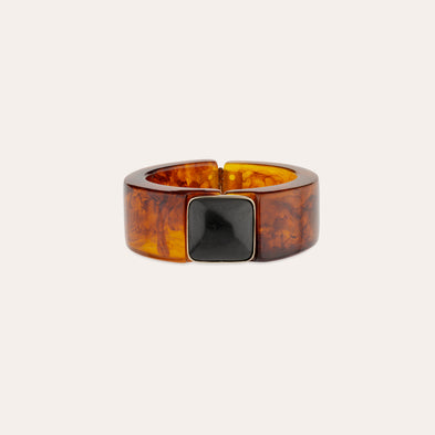 Bracelet Arty acétate - Écaille - Onyx noir