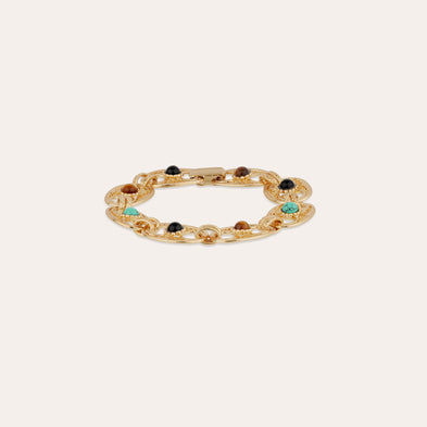 Bracelet Carthage - Turquoise, Oeil de tigre & Onyx noir