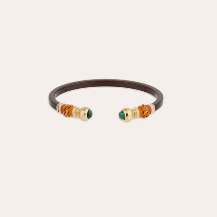 Bracelet Sari acétate - Marron - Malachite - Edition limitée