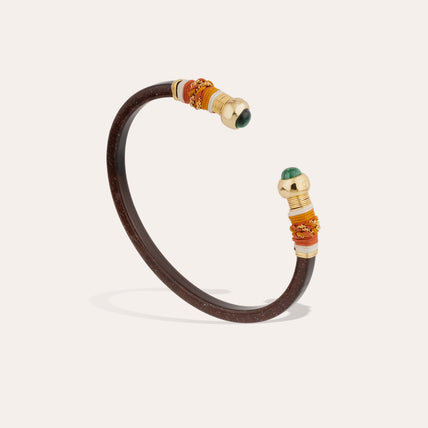 Bracelet Sari acétate - Marron - Malachite - Edition limitée
