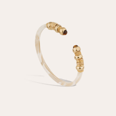 Sari-Armband aus Acetat – Elfenbein – Tigerauge – Limitierte Auflage