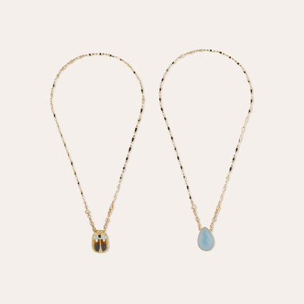 Collier Scapulaire Scaramouche émail - Quartz bleu