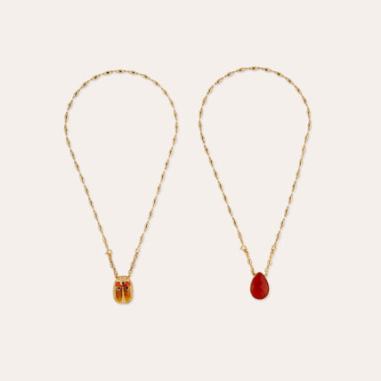 Collier Scapulaire Scaramouche émail - Cornaline