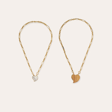 Mirage Scapular Necklace - Wood & White Mother-of-Pearl