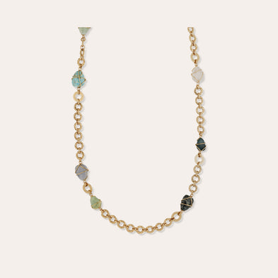 Rainbow Multi Long Necklace - Blue Apatite & Vesonite