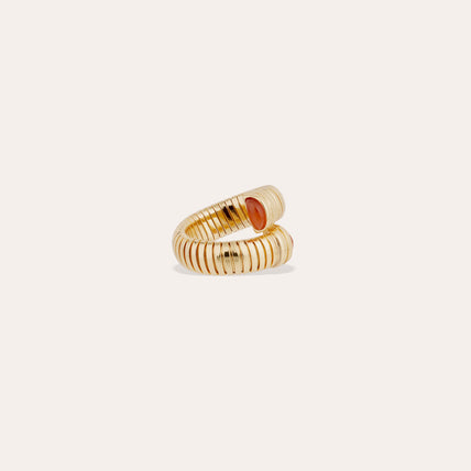 Bague Antigone dorée - Cornaline