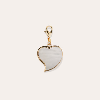 Colgante grande con dije de corazón espejismo de esmalte - Nácar blanco