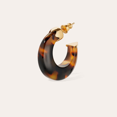 Pendientes de aro Abalone mini de acetato - tortoise