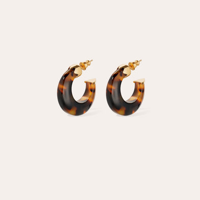 Pendientes de aro Abalone mini de acetato - tortoise