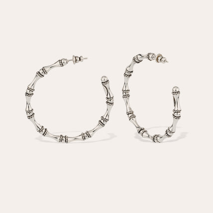 Pendientes de aro Bambou plateados